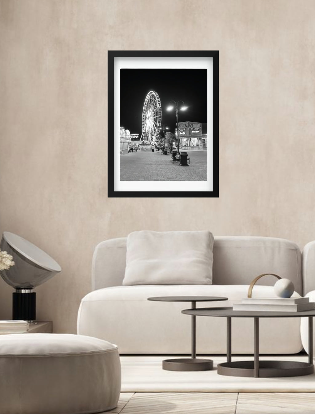 Ferris Wheel at Night Photograph Print