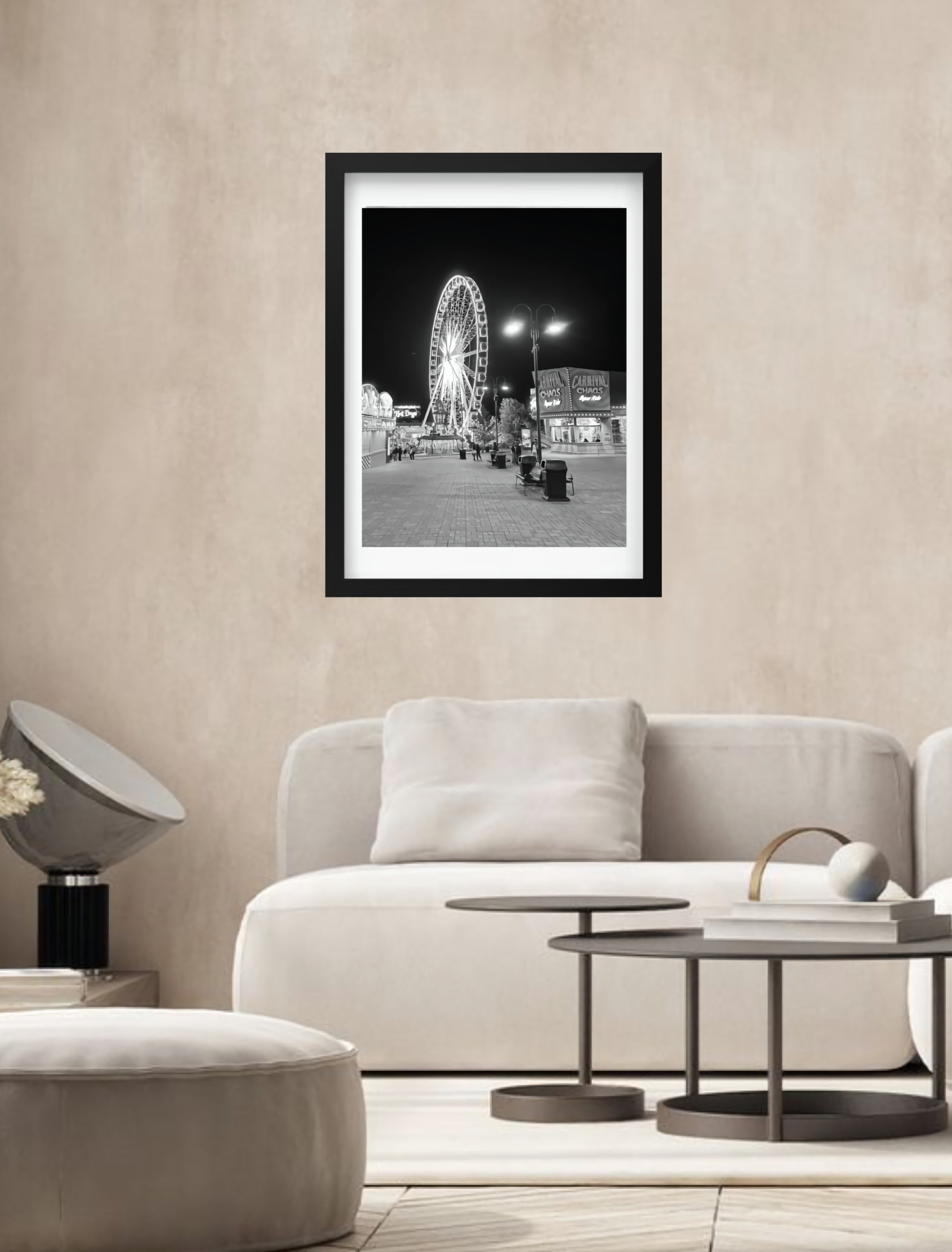 Ferris Wheel at Night Photograph Print